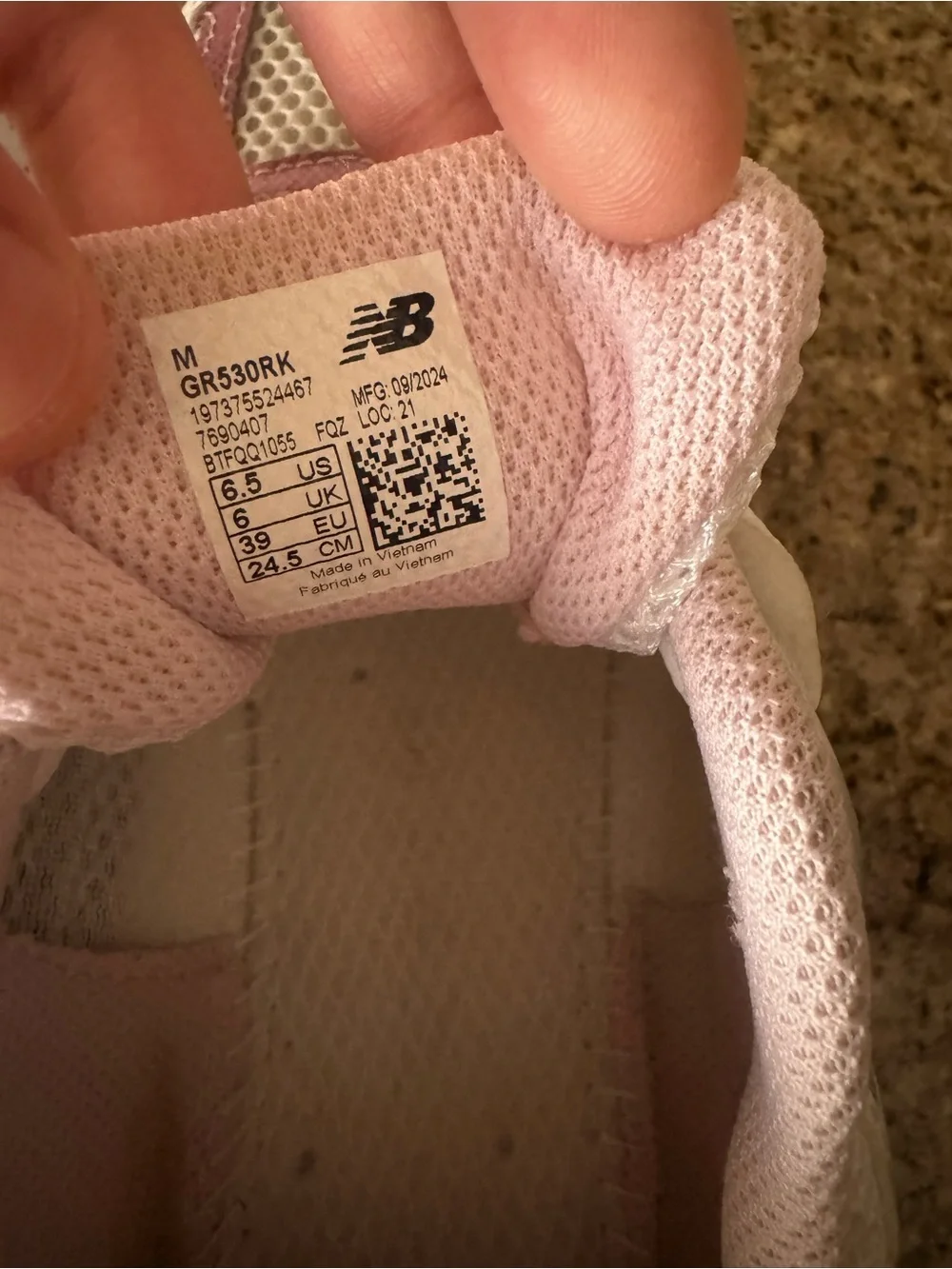 New Balance 530 Kids White and Light Pink Mesh Athletic Sneakers
